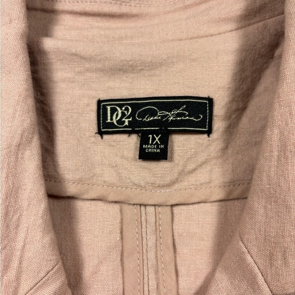 Diane Gilman DG2 Linen Blend Boyfriend Blazer Peach Plus Size 1X Relaxed Stretch - Picture 3 of 9